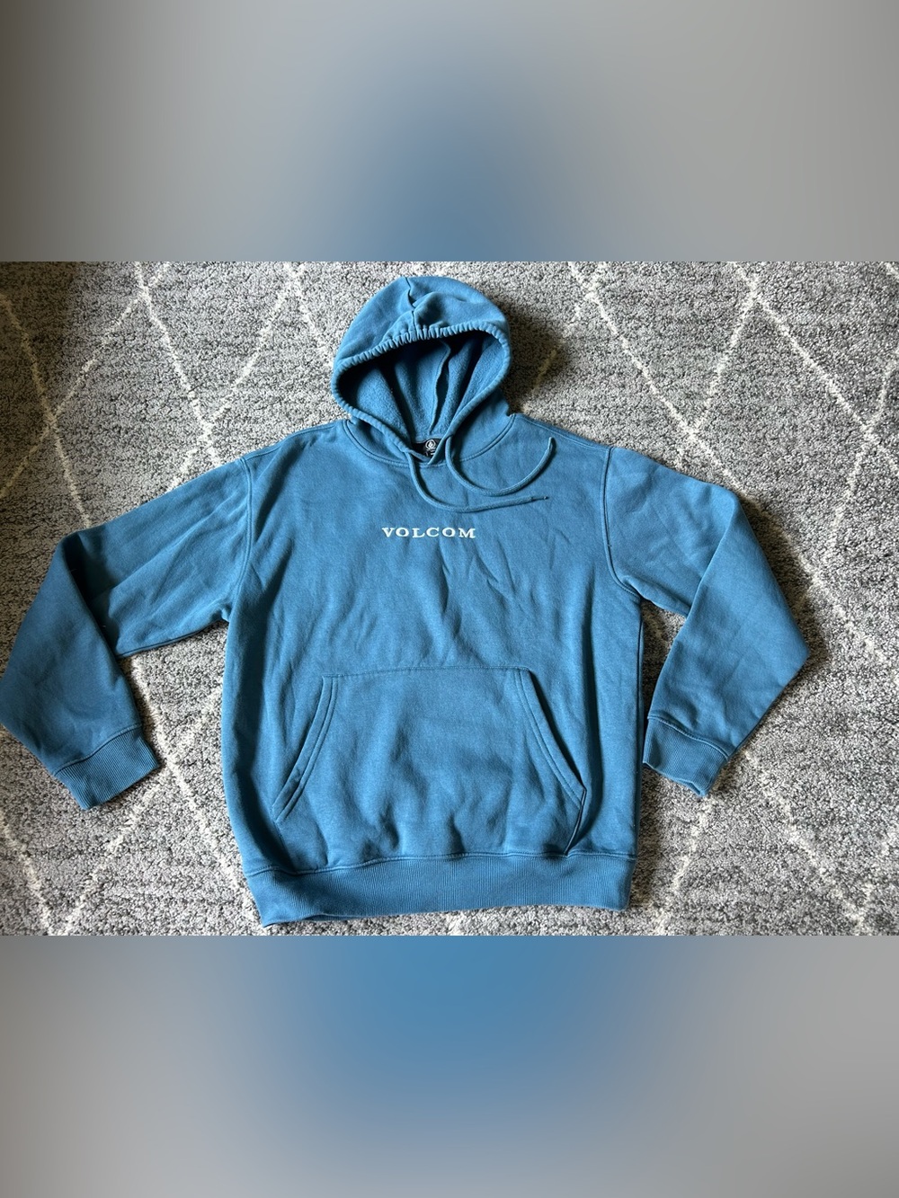 Volcom Ocean Teal Hi-Time Pullover Hoodie Logo Surfer Skater Streetwear S